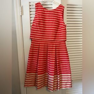 Orange and beige pleated dress, size 10